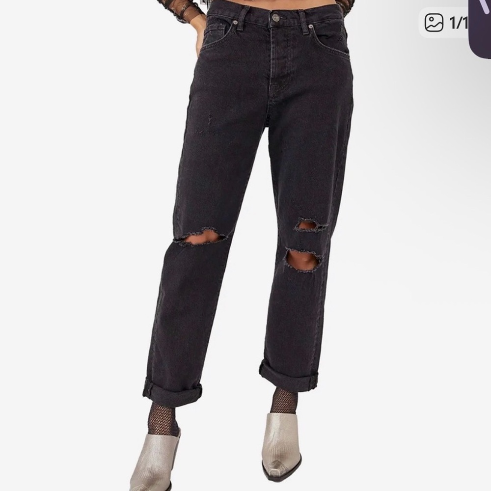 NWT We The Free Bren Boyfriend Jean in Black Magic Size: 26